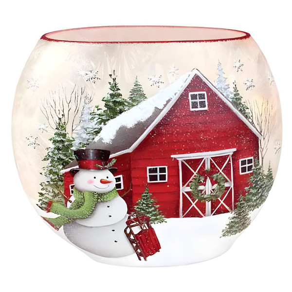 Festive Red Barn Oval Vase Shaped Decorative Light