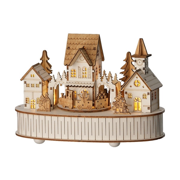 LED Wood Village Scene With Music And Motion