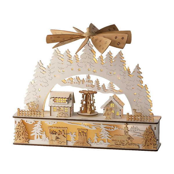 LED Wood Village Windmill Scene With Music And Motion