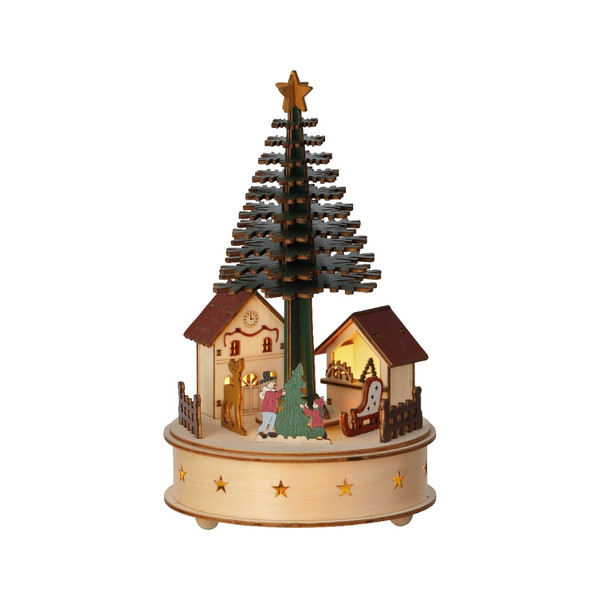 LED Wood Village With Tree Scene With Music And Motion