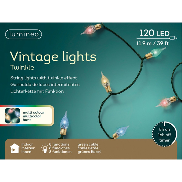Lumineo 120 LED Multicolor Vintage Twinkle Lights