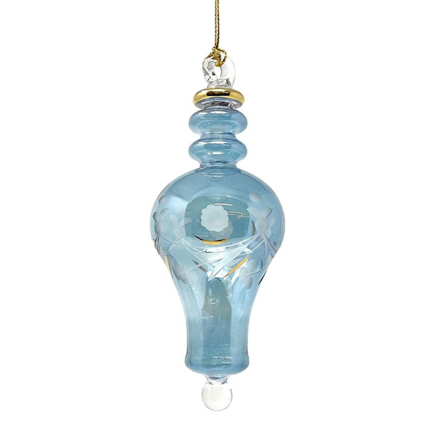Blue Boxed Heart Glass Ornament
