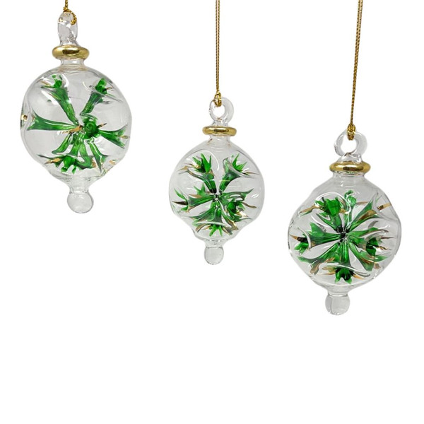 Green Starburst Set of Three Ornaments