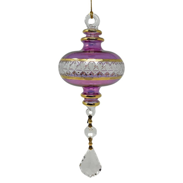 Purple Small Sphere with Crystals Ornament