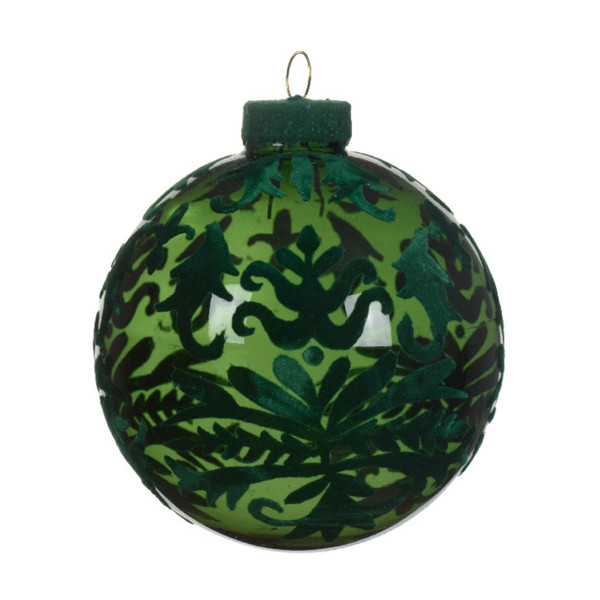 Decoris Elegant Velvet Green Ornament Set of 3