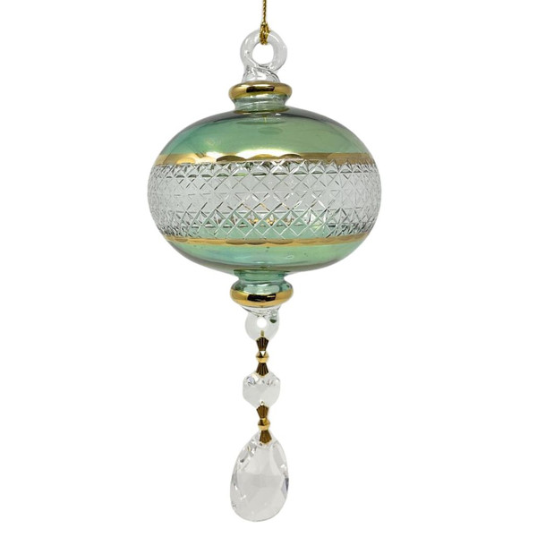 Large Green Sphere Ornament with Crystals