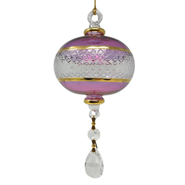 Large Purple Sphere Ornament with Crystals