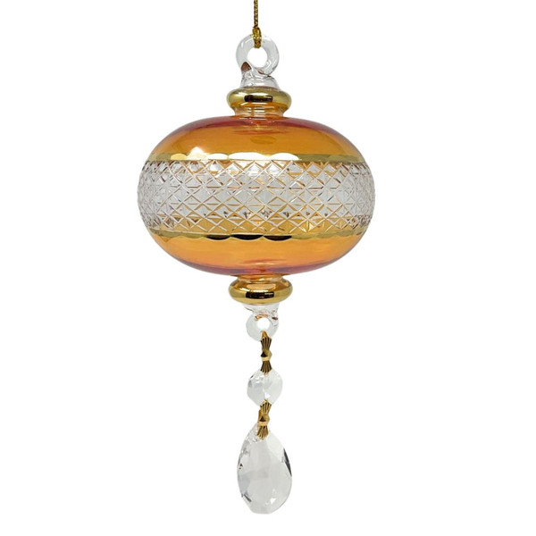 Large Yellow Sphere Ornament with Crystals