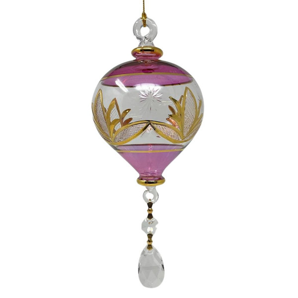 Large Purple Tear Drop Ornament with Crystals