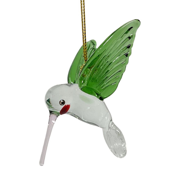 Green Hummingbird Glass Ornament
