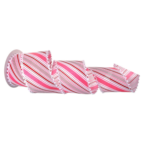Pom Pom Edge Candy Stripe Wired Ribbon