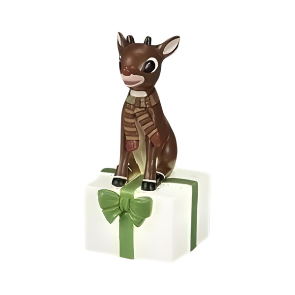 LED Rudolph the Red-Nosed Reindeer on Present Figurine