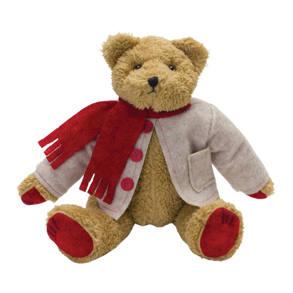 Plush Teddy Bear with Coat and Scarf