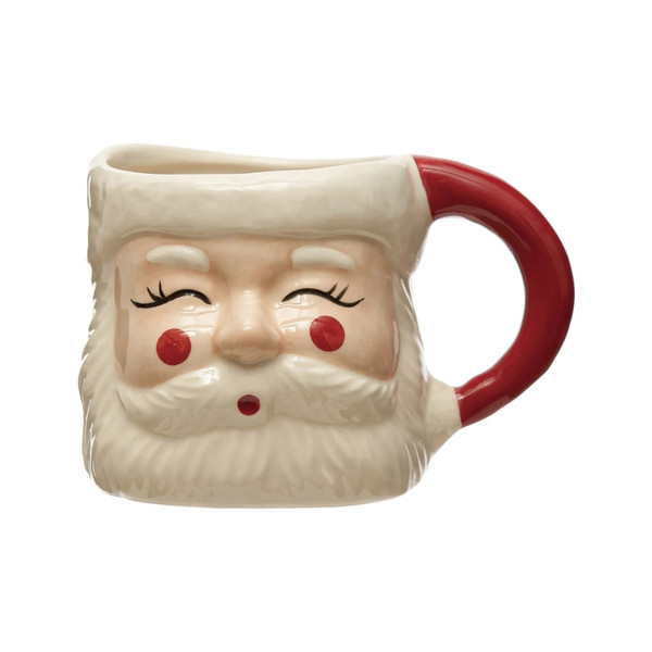 Hand-Painted Stoneware Santa Mug