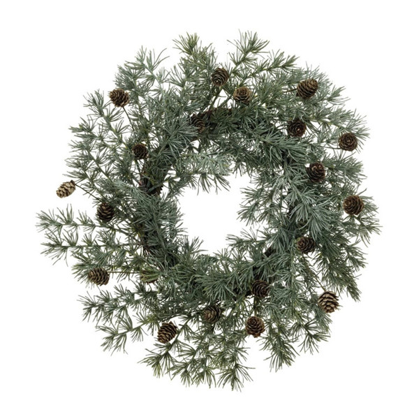 Faux Atlas Cedar Wreath with Natural Pinecones