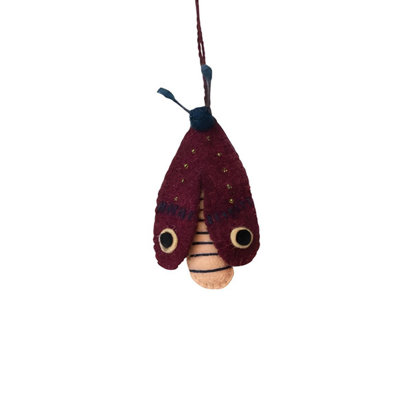 Handmade Wool Brown Felt Moth Ornament