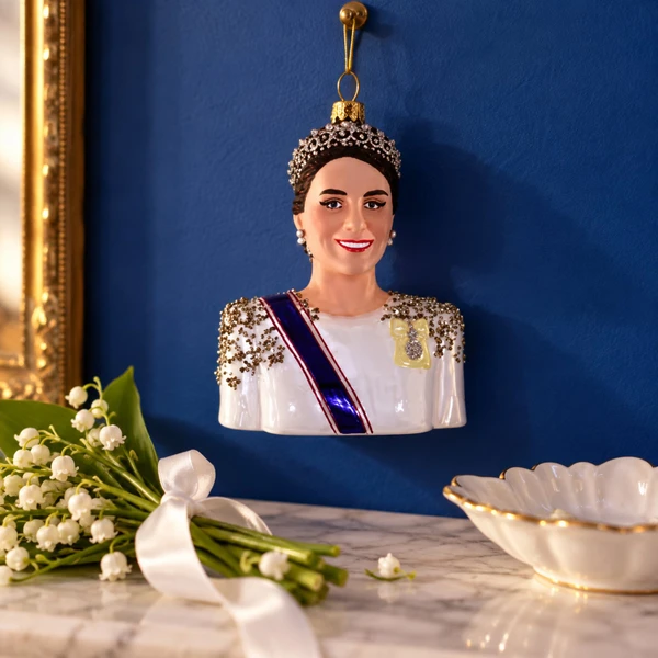 Cody Foster Princess Kate Christmas Ornament – glass Christmas ornament styled in a fun, eclectic home scene