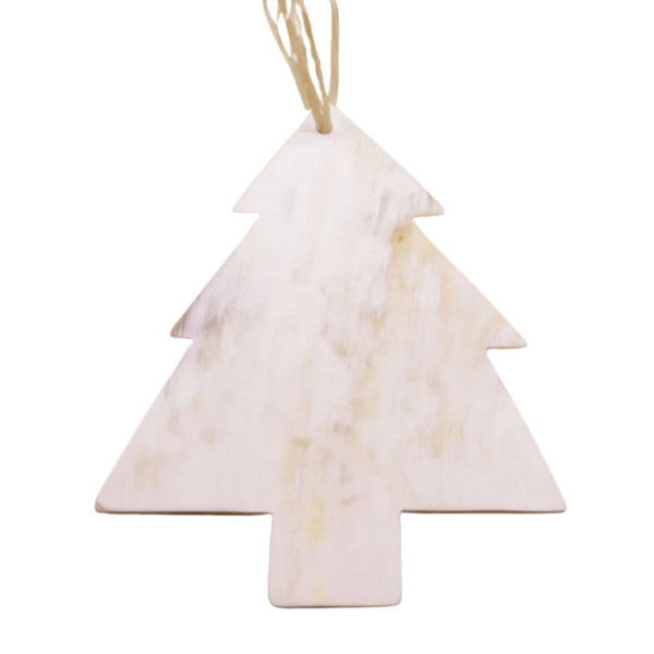 White Christmas Tree Cow Horn Ornament