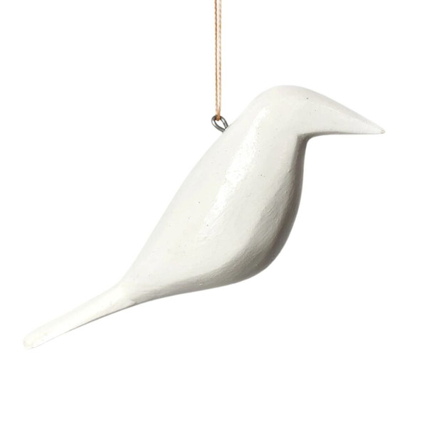 White Wood Bird Ornament