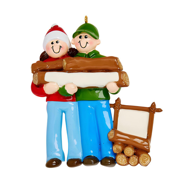 Log Couple Personalized Ornament