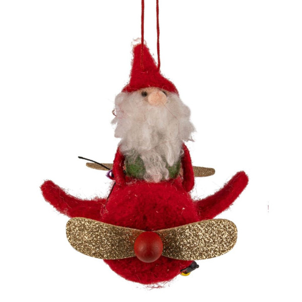 Felt Airplane Ornament with Santa