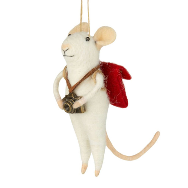 Felt Photographer Mouse Ornament with Camera