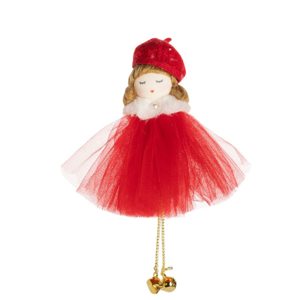Girl in Red Tulle Dress and Beret Ornament
