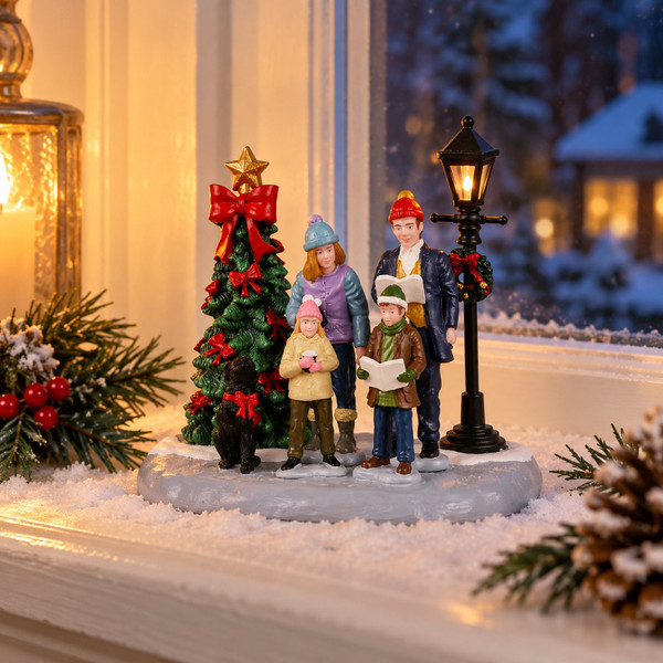 Lemax Family Caroling – collectible Christmas village piece displayed in a cosy home