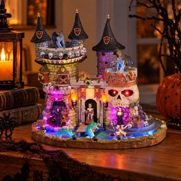 Lemax Spooky Town - Medi-Evil Castle – collectible Halloween village piece displayed in a cosy home