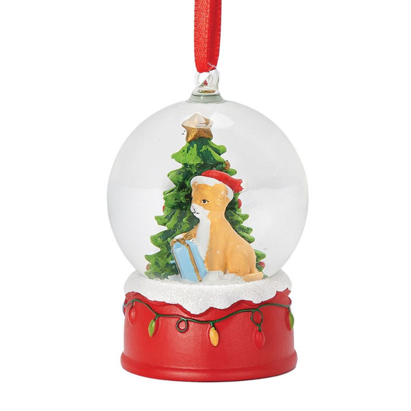 Christmas Cat Dome Ornament - Tan Cat