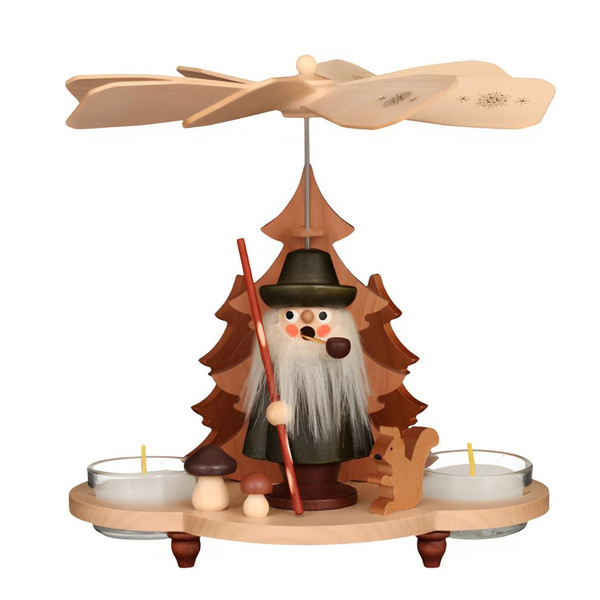 Christian Ulbricht Natural Woodsman Smoker Pyramid | 7.7"H Wood Decor