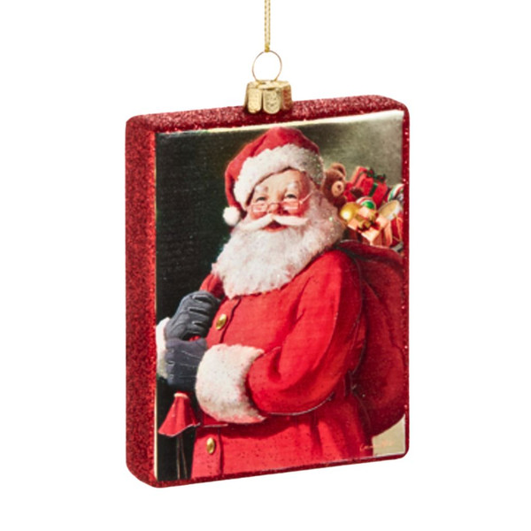 Jolly Santa with Sack Rectangle Ornament