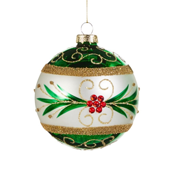 Green & White Ball Ornament