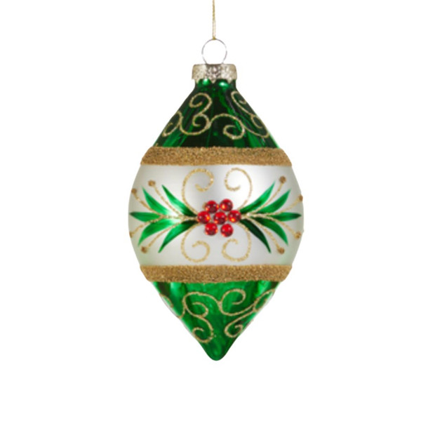 Green & White Ellipse Ornament