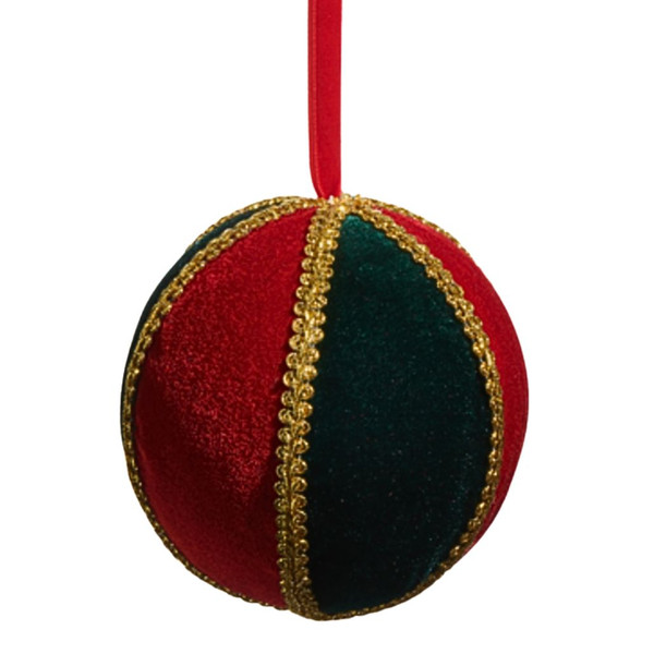 Red & Green Velvet Ball Ornament