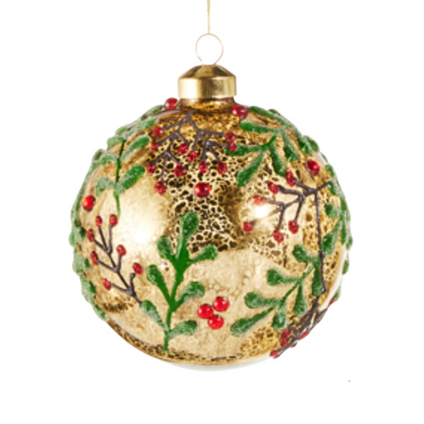 Holly Berry Ball Ornament