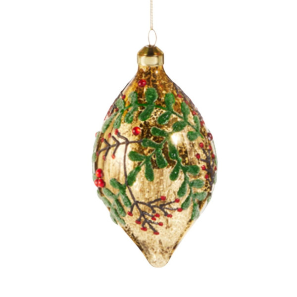 Holly Berry Ellipse-Shaped Ornament