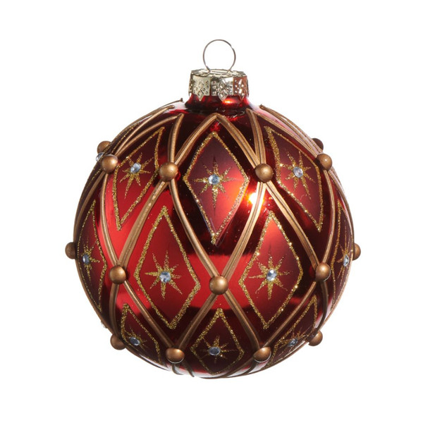 Red & Gold Deco Ball Ornament