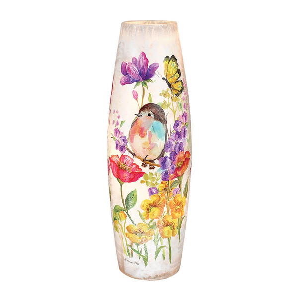 Stony Creek – Large Blooming Nature with Bird Illuminated Lighted Vase