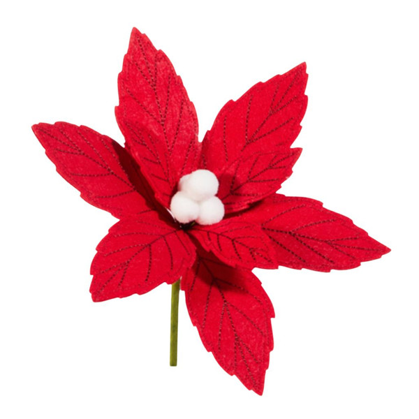 Felt Red Poinsettia Clip-On Ornament