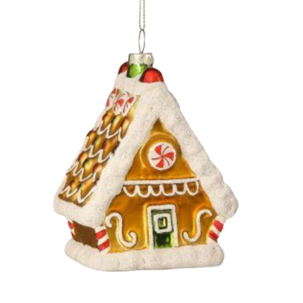 Gingerbread House Glass Ornament – Steep Roof