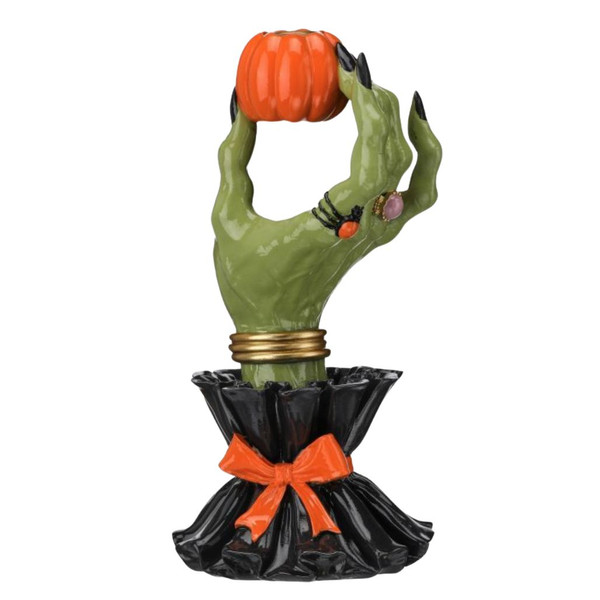 Witch’s Hand Candle Holder with Pumpkin