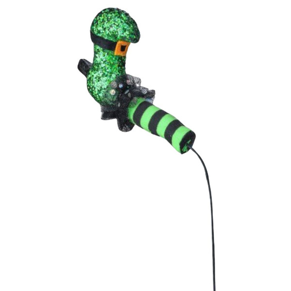 14-Inch Green Glitter Witches Boot Stem
