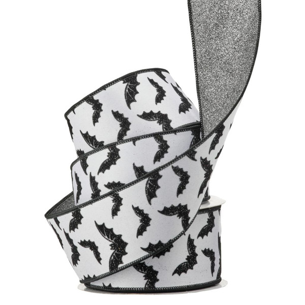 Bat Glitter Ribbon 2.5 Inch x 10 Yards