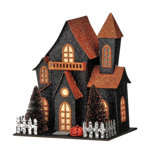 LED Halloween Cardboard House with Pumpkin