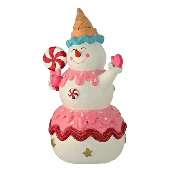 Sweets Candy Snowman Figurine Holding Peppermint