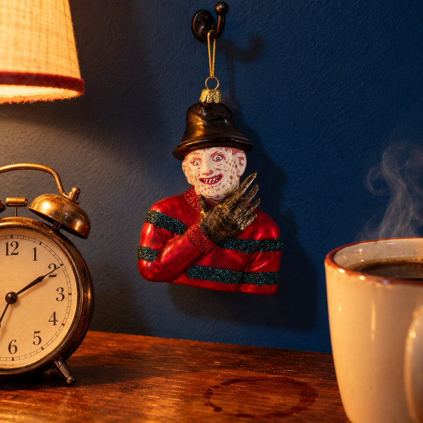Cody Foster Freddy Ornament – glass Christmas ornament styled in a fun, eclectic home scene