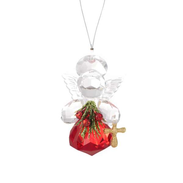 Red Krystal Angel Ornament