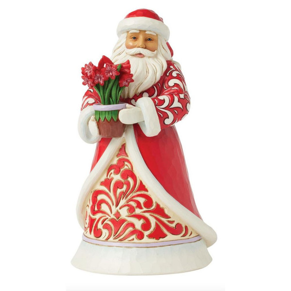 Jim Shore - Heartwood Creek - Santa with Blooming Amaryllis Figurine