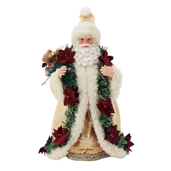 Possible Dreams - Old World Poinsettia Santa Figurine